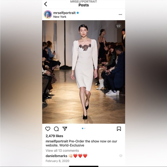 Self-Portrait Dresses & Skirts - Self Portrait IVORY LACE PUFF SLEEVE KNIT Dress